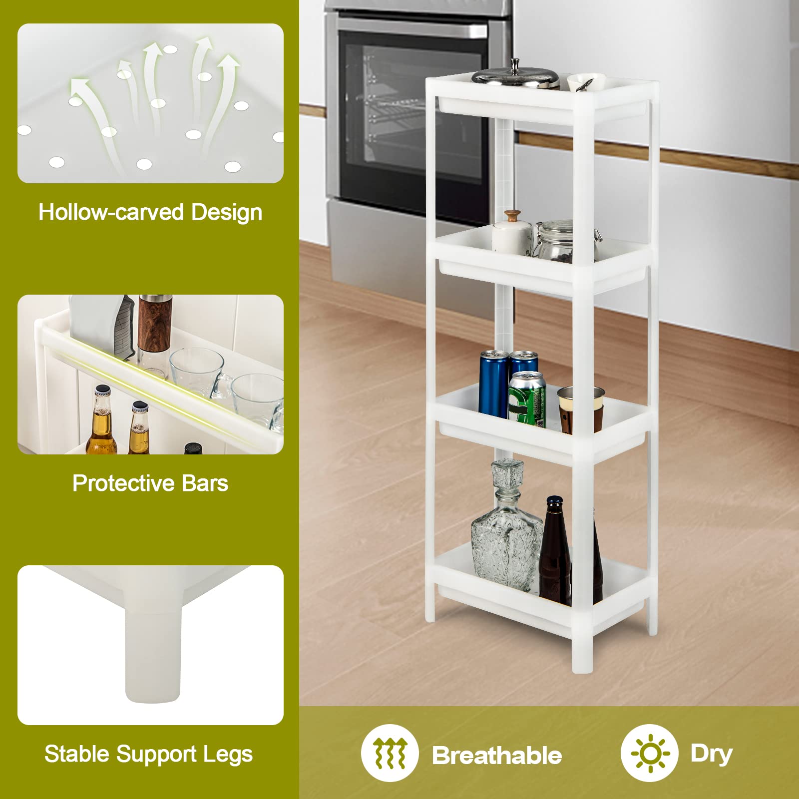 Giantex 2 Pack 4 Tier Slim Storage Cart