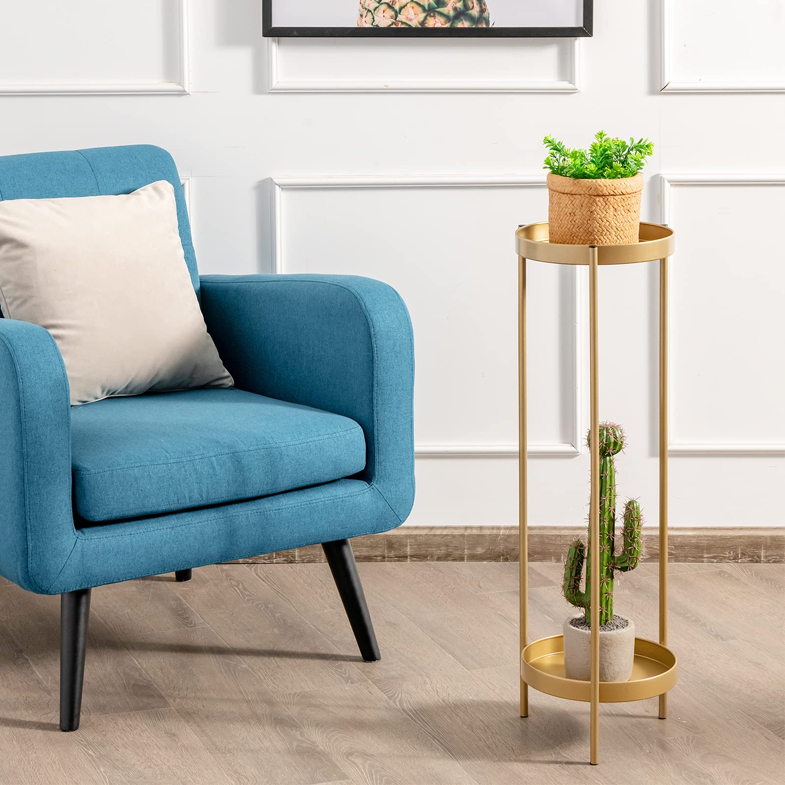 Giantex 2 Tier Metal Plant Stand, Mid Century Modern Plant Stand