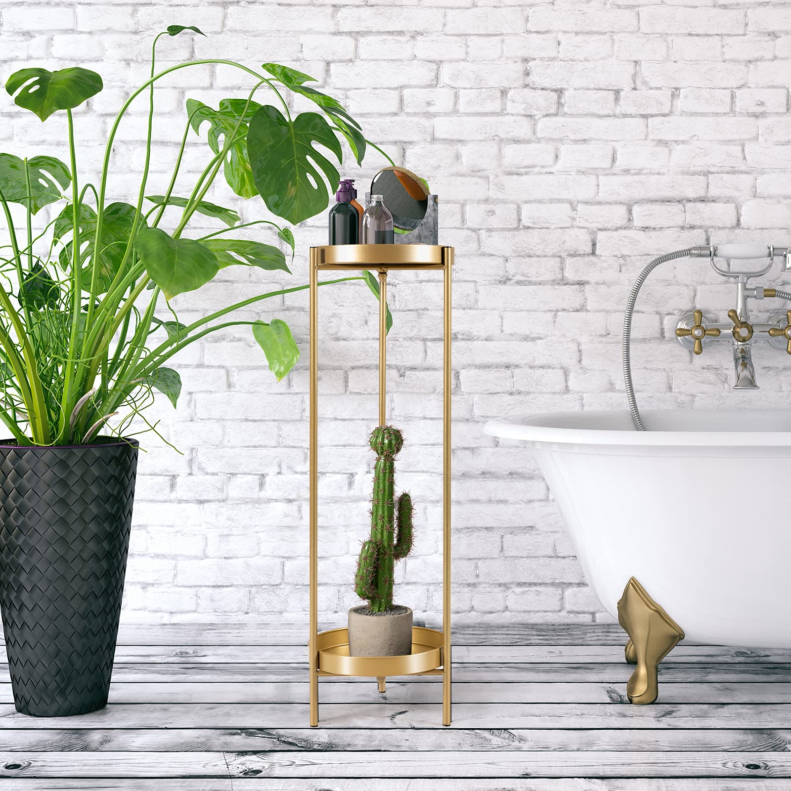 Giantex 2 Tier Metal Plant Stand, Mid Century Modern Plant Stand