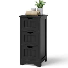 Giantex Bathroom Floor Cabinet, Side Storage Organizer Cabinet with 3 Drawers, Anti-Toppling Kit, White