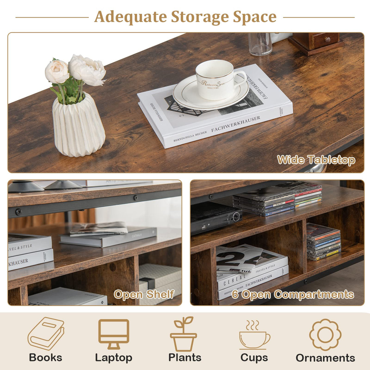 Giantex 3-Tier Coffee Table with Storage