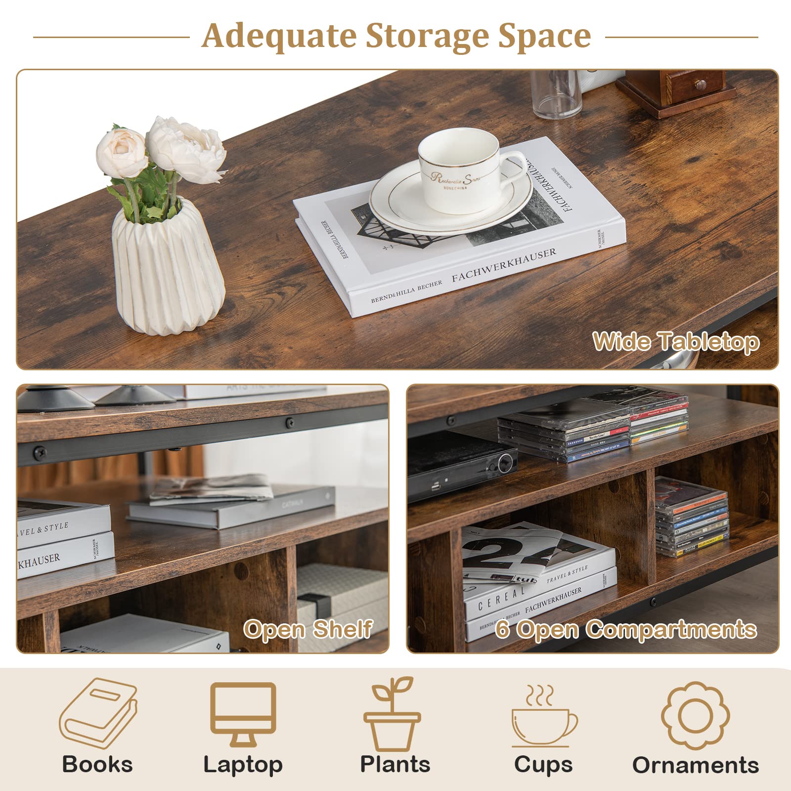 Giantex 3-Tier Coffee Table with Storage