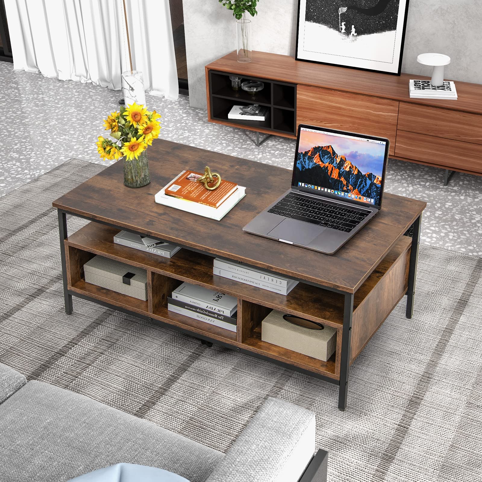 Giantex 3-Tier Coffee Table with Storage