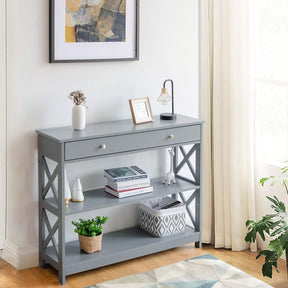 Giantex 3-Tier Console Table, Sofa Table with 1 Drawer and 2 Storage Shelves