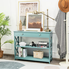 Giantex 3-Tier Console Table, Sofa Table with 1 Drawer and 2 Storage Shelves