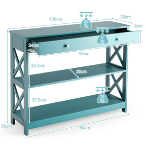 Giantex 3-Tier Console Table, Sofa Table with 1 Drawer and 2 Storage Shelves