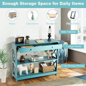 Giantex 3-Tier Console Table, Sofa Table with 1 Drawer and 2 Storage Shelves