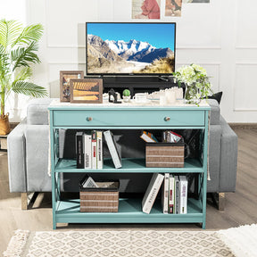 Giantex 3-Tier Console Table, Sofa Table with 1 Drawer and 2 Storage Shelves