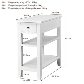 Giantex 3-Tier End Table w/Drawer Side Table with One Drawer and Double Shelves Narrow Tiered Nightstand for Bedroom