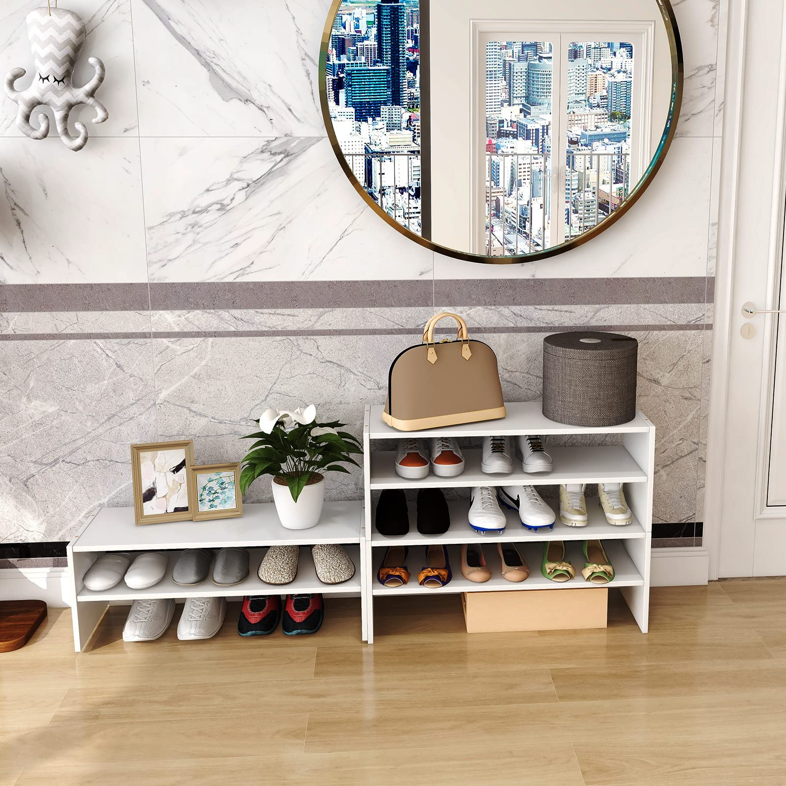 Giantex 3-in-1 Stackable Shoe Rack, 6-Tier Home Storage Shelf for Shoes