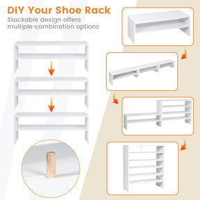 Giantex 3-in-1 Stackable Shoe Rack, 6-Tier Home Storage Shelf for Shoes