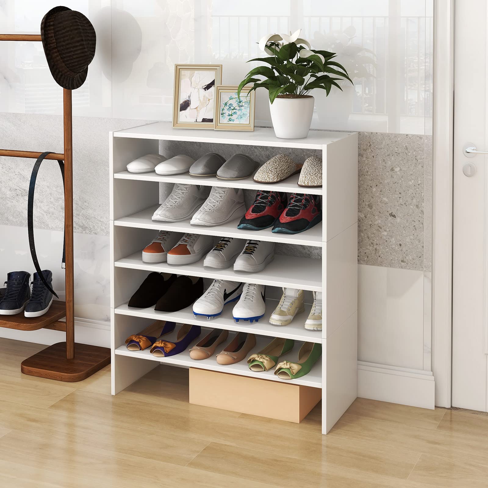 Giantex 3-in-1 Stackable Shoe Rack, 6-Tier Home Storage Shelf for Shoes