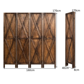 Giantex 4-Panel Wood Room Divider, 170cm Tall Folding Privacy Screen with X-Shaped Ornament