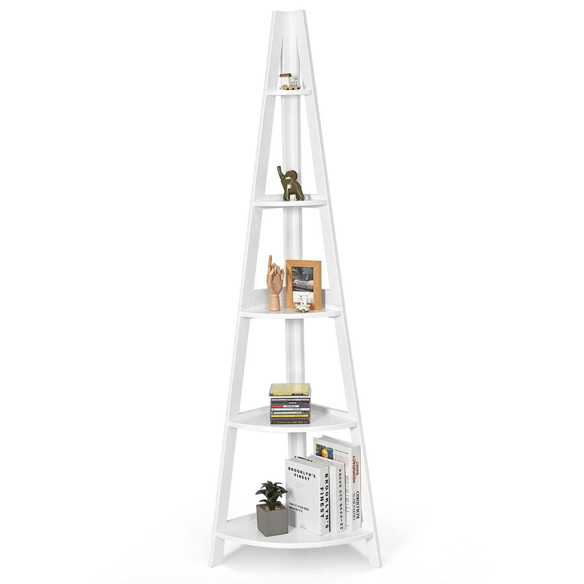 Giantex 5-Tier Corner Ladder Shelf, 1.75m Modern Corner Bookcase and Shelf