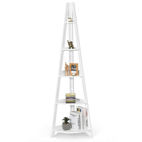 Giantex 5-Tier Corner Ladder Shelf, 1.75m Modern Corner Bookcase and Shelf
