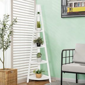 Giantex 5-Tier Corner Ladder Shelf, 1.75m Modern Corner Bookcase and Shelf