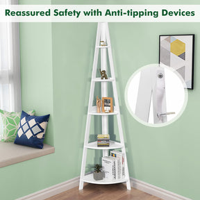 Giantex 5-Tier Corner Ladder Shelf, 1.75m Modern Corner Bookcase and Shelf