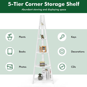Giantex 5-Tier Corner Ladder Shelf, 1.75m Modern Corner Bookcase and Shelf