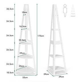 Giantex 5-Tier Corner Ladder Shelf, 1.75m Modern Corner Bookcase and Shelf