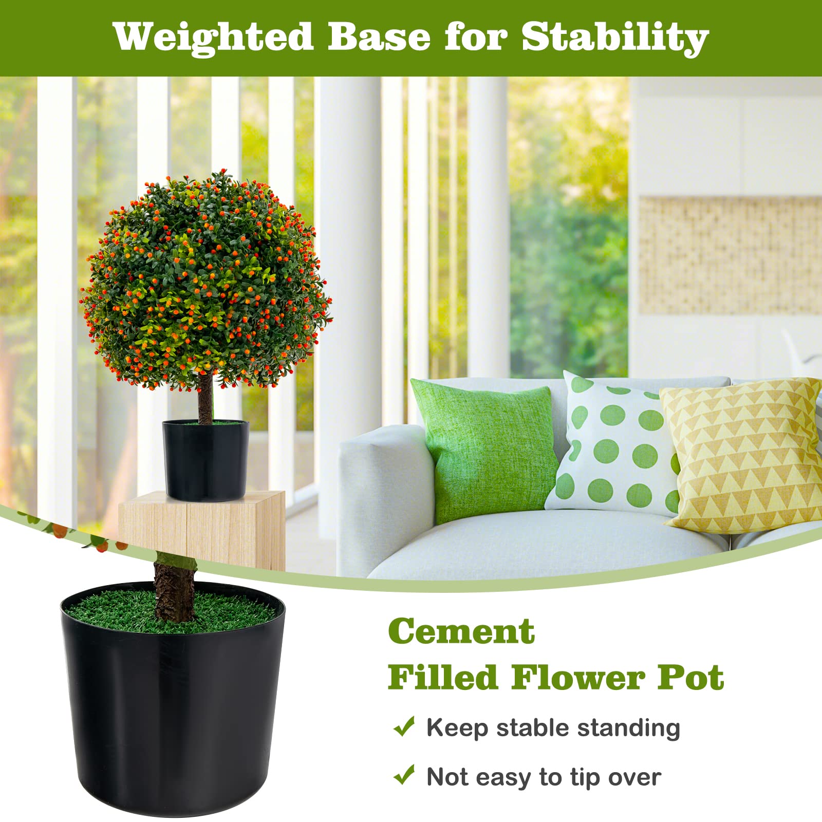 Giantex 55cm Artificial Boxwood Topiary Ball Tree