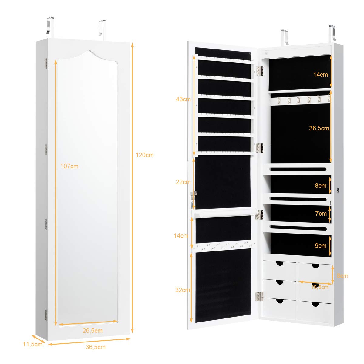 Giantex 5 LED Lights Jewelry Cabinet