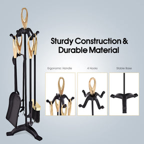 Giantex 5 PCS Iron Fireplace Set, Fireplace Tool Set