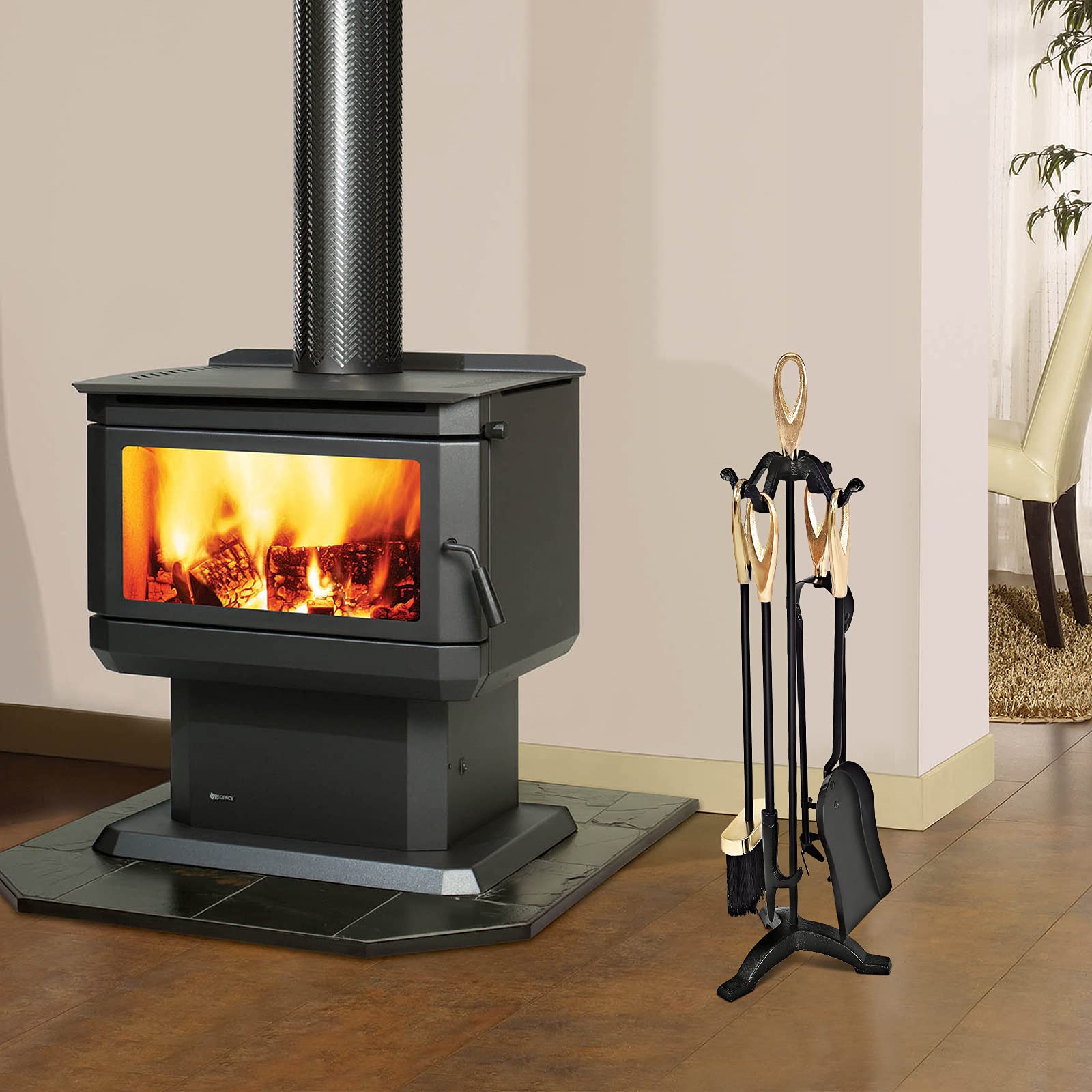 Giantex 5 PCS Iron Fireplace Set, Fireplace Tool Set