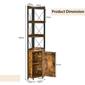 Giantex 6-Tier Corner Shelf, Standing Bookcase Bookshelf with 5-Level Adjustable Shelf & Anti-Tipping Kits