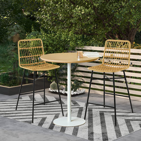 Giantex 69 cm Rattan Bar Stools Set of 2, Counter Height Bar Stools with Sturdy Metal Frame