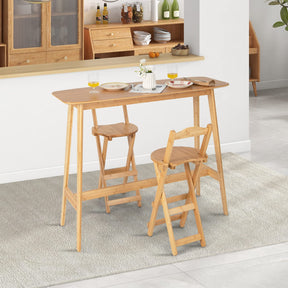 Giantex Bamboo Bar Table, 120cm Rectangular Bar Height Pub Table with Sturdy Wooden Construction & Easy Cleaning Surface