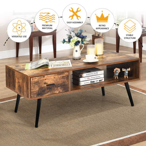 Giantex Coffee Table, Cocktail Table, Mid-Century Modern Accent Table