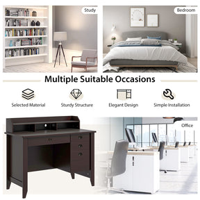 Giantex Computer Desk with 4 Storage Drawers & Hutch