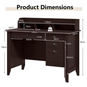 Giantex Computer Desk with 4 Storage Drawers & Hutch
