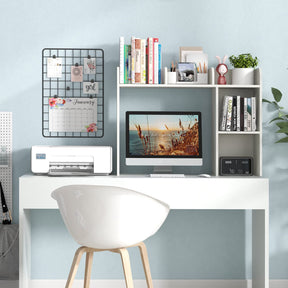 Giantex Desk Bookshelf, Multipurpose Wood Countertop Hutch with 4 Shelves & Open Back Compartment