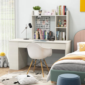 Giantex Desk Bookshelf, Multipurpose Wood Countertop Hutch with 4 Shelves & Open Back Compartment