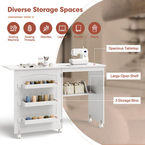 Giantex Folding Sewing Table w/Storage