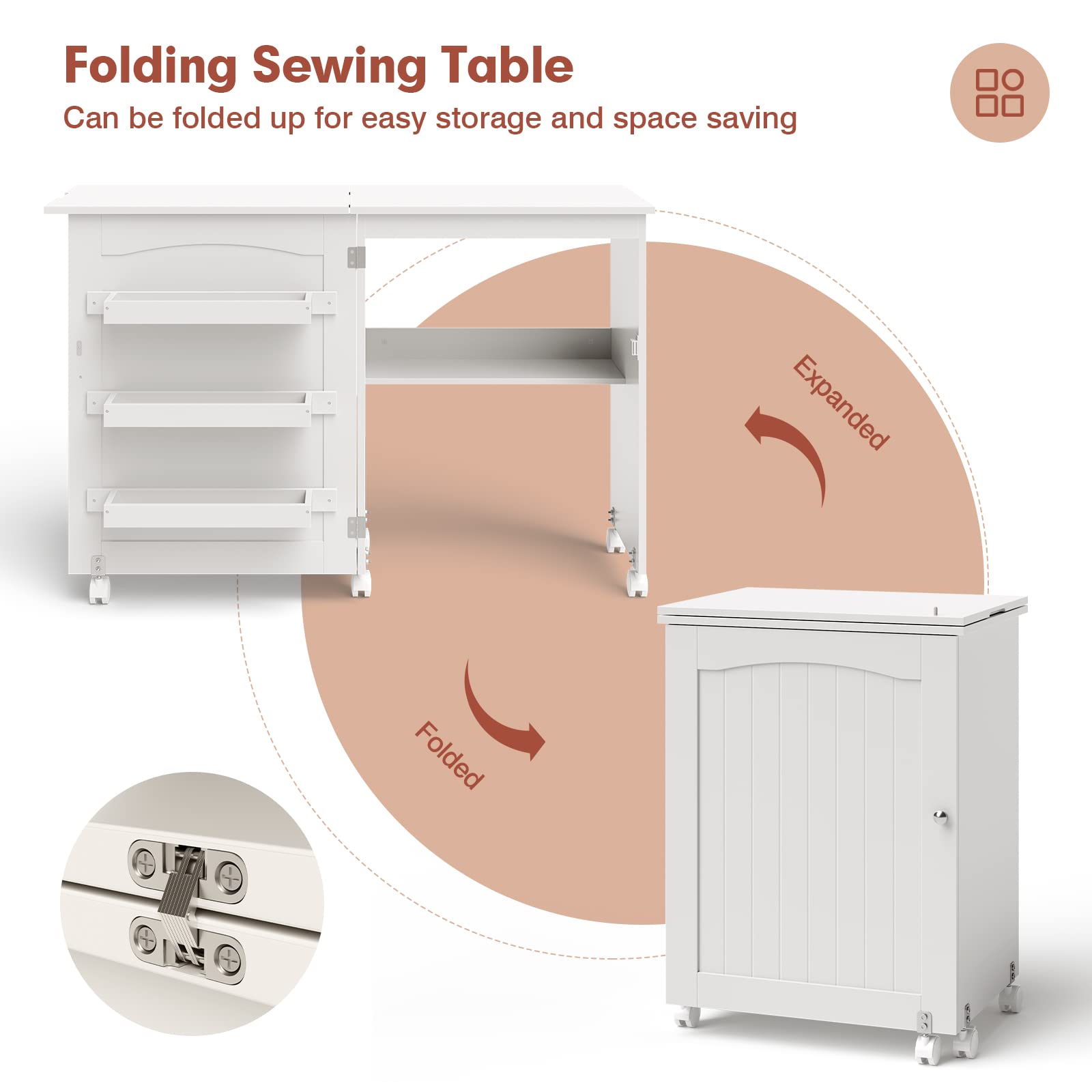 Giantex Folding Sewing Table w/Storage