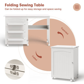 Giantex Folding Sewing Table w/Storage