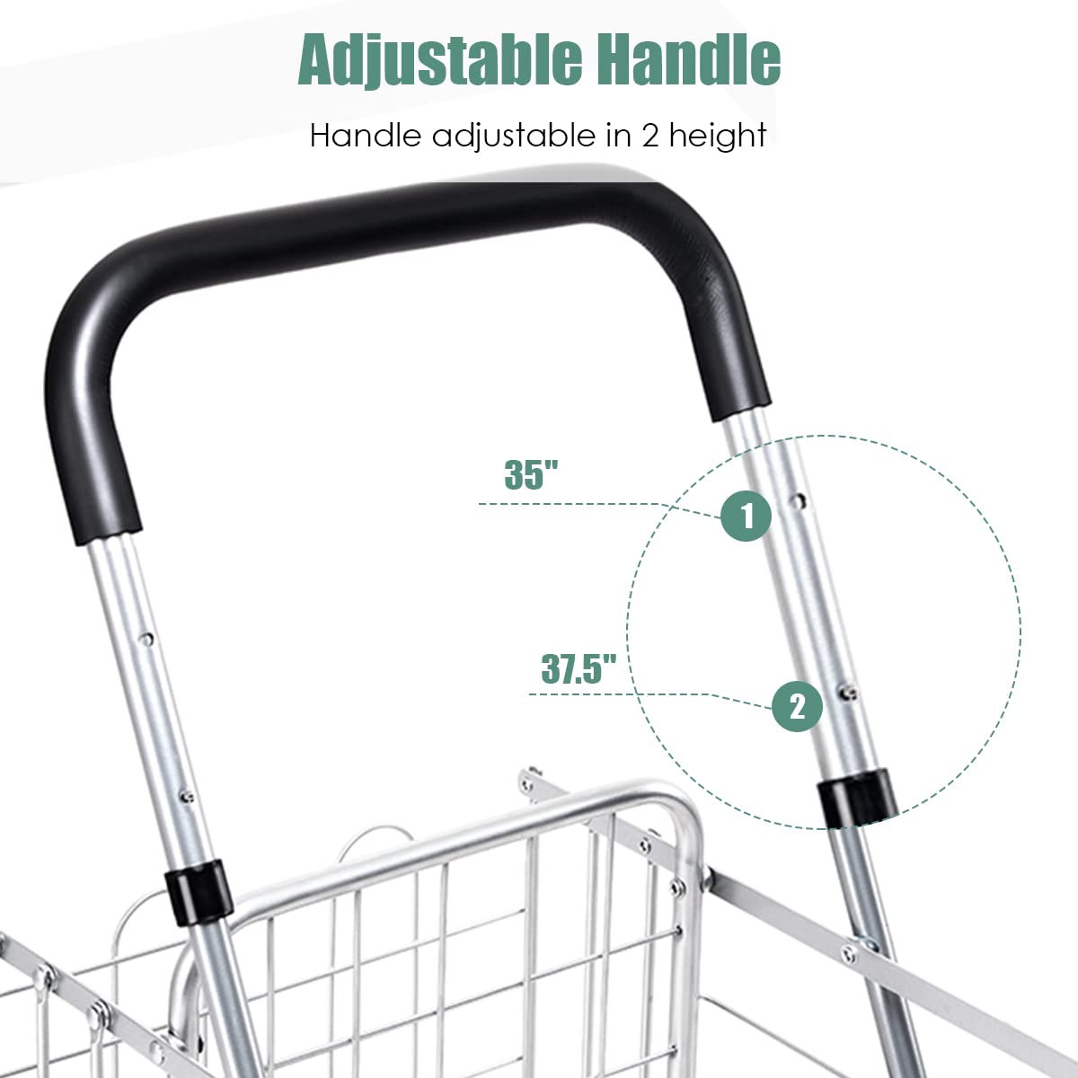 Giantex Folding Shopping Cart, 52D x 43W x 89.5H