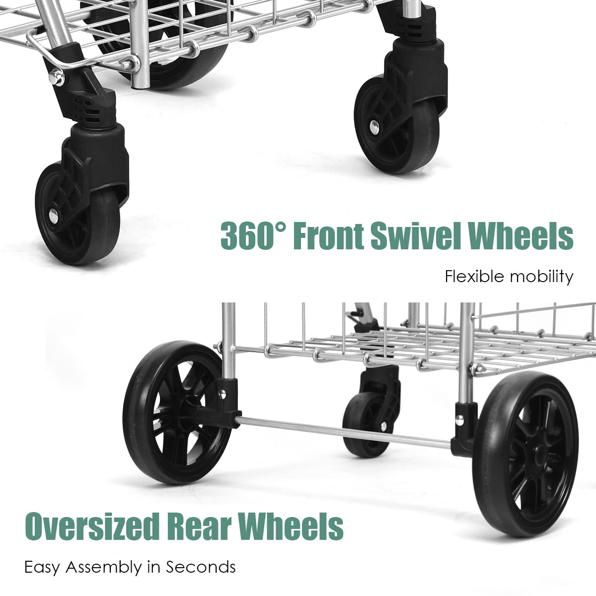 Giantex Folding Shopping Cart, 52D x 43W x 89.5H
