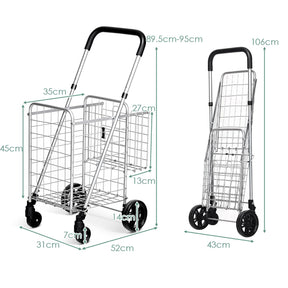 Giantex Folding Shopping Cart, 52D x 43W x 89.5H