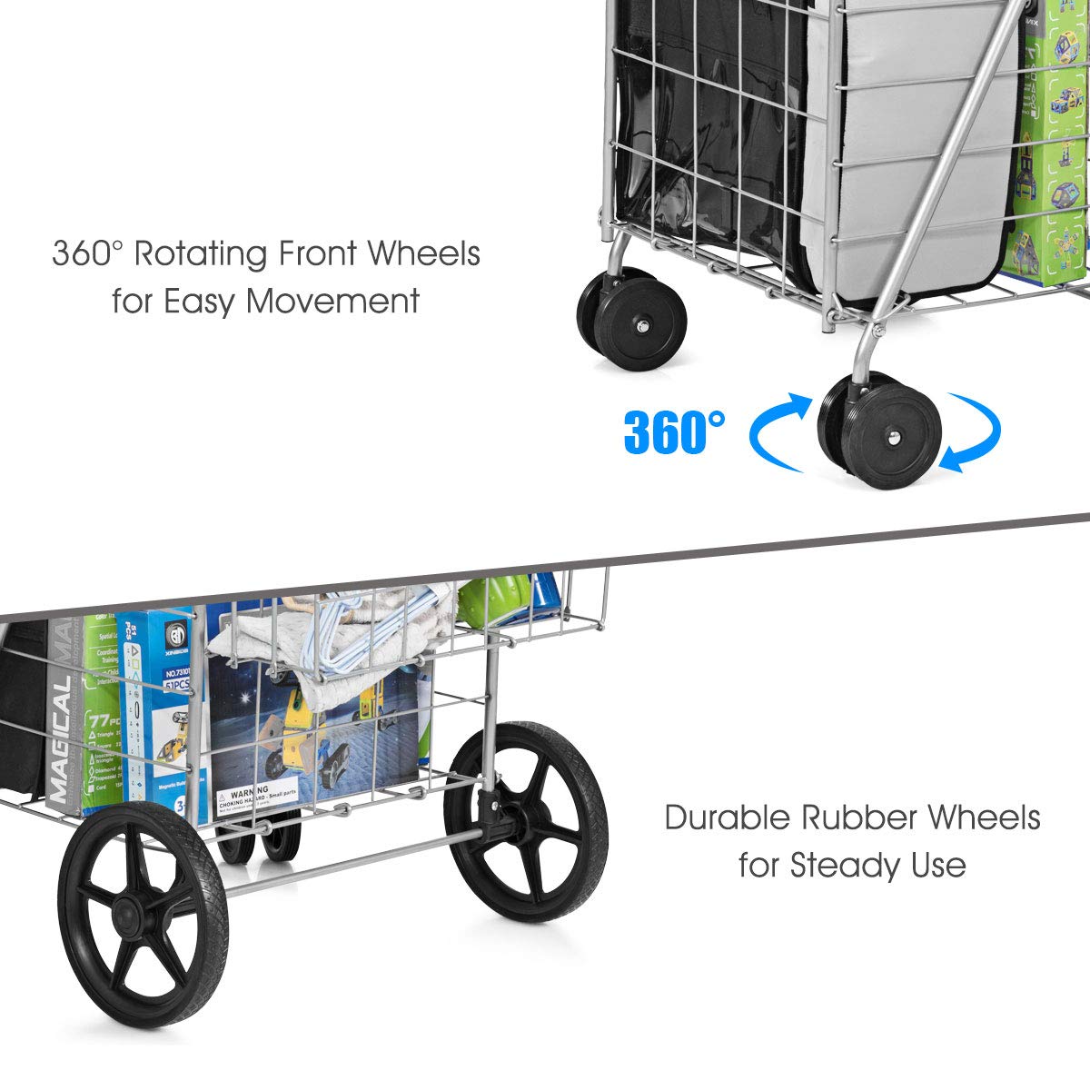 Giantex Folding Shopping Cart, 61D x 61W x 101H