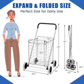 Giantex Folding Shopping Cart, 58D x 56W x 92H