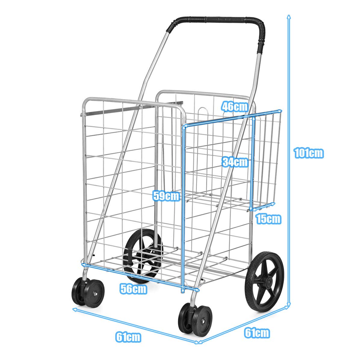 Giantex Folding Shopping Cart, 61D x 61W x 101H