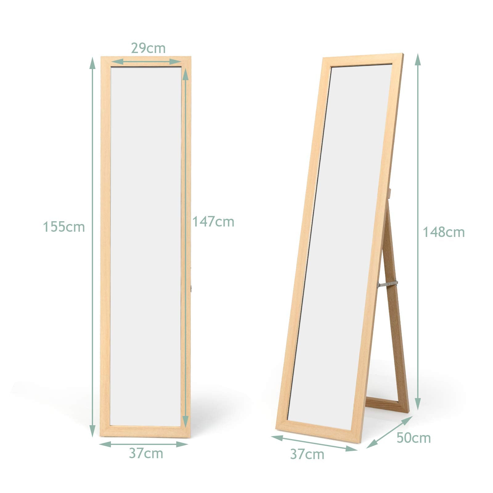 Giantex Full-Length Wood Mirror, Standing Mirror & Wall Mirror
