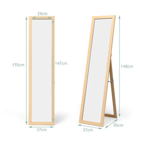 Giantex Full-Length Wood Mirror, Standing Mirror & Wall Mirror