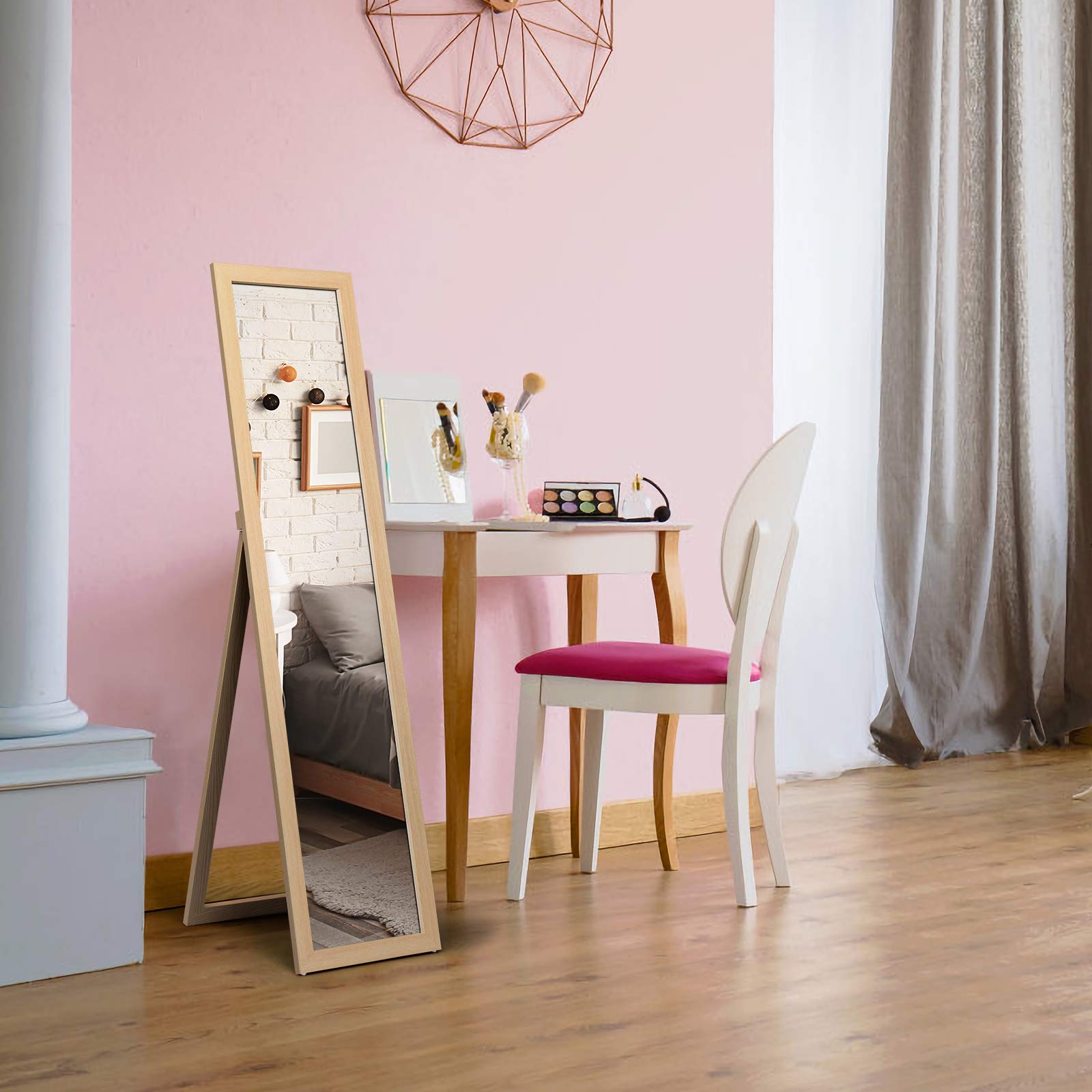 Giantex Full-Length Wood Mirror, Standing Mirror & Wall Mirror