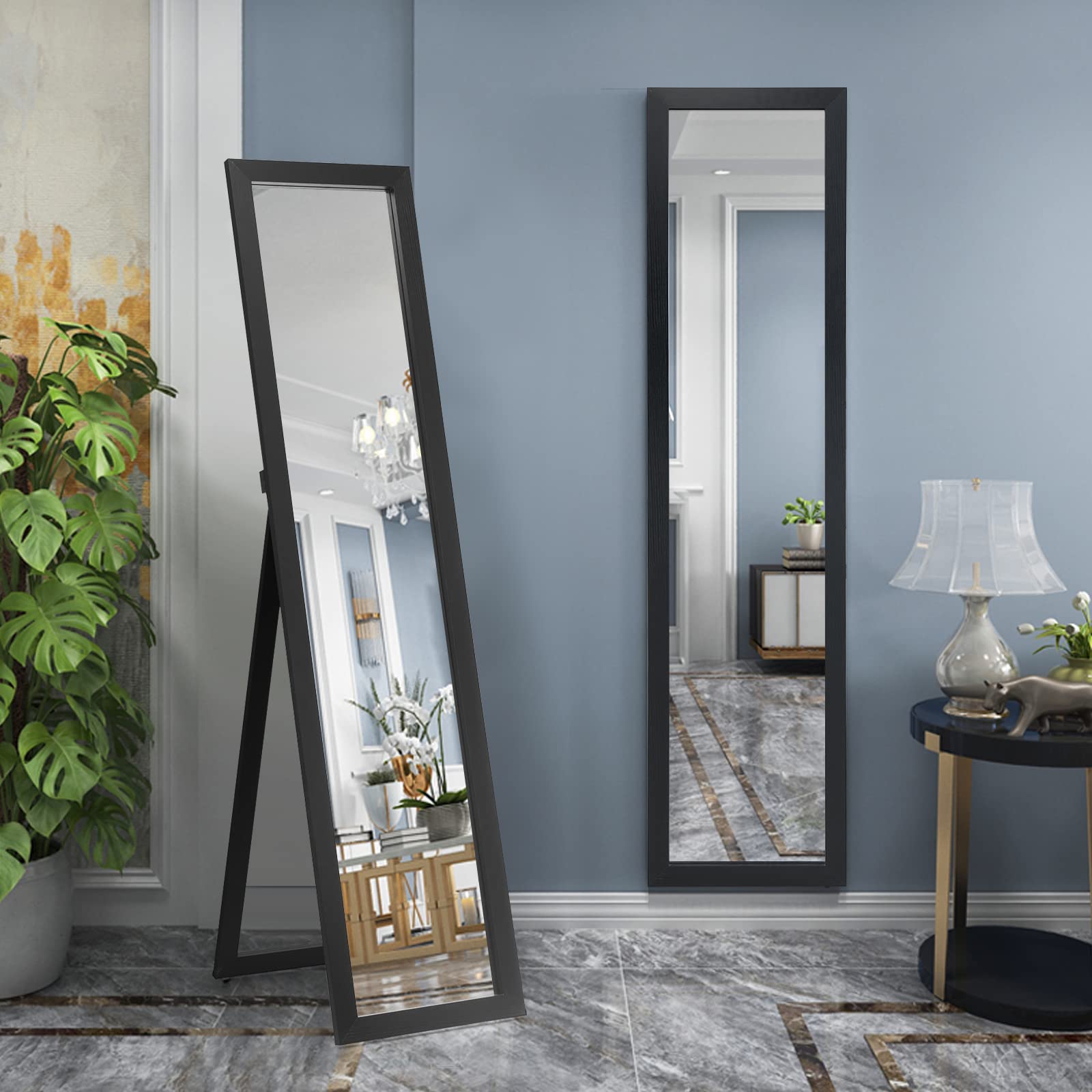 Giantex Full-Length Wood Mirror, Standing Mirror & Wall Mirror