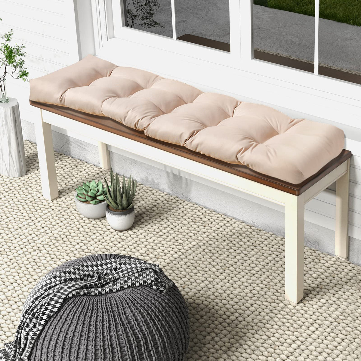 Giantex Indoor Outdoor Bench Cushion, 132 x 49 x 15 cm Patio Chair Cushions