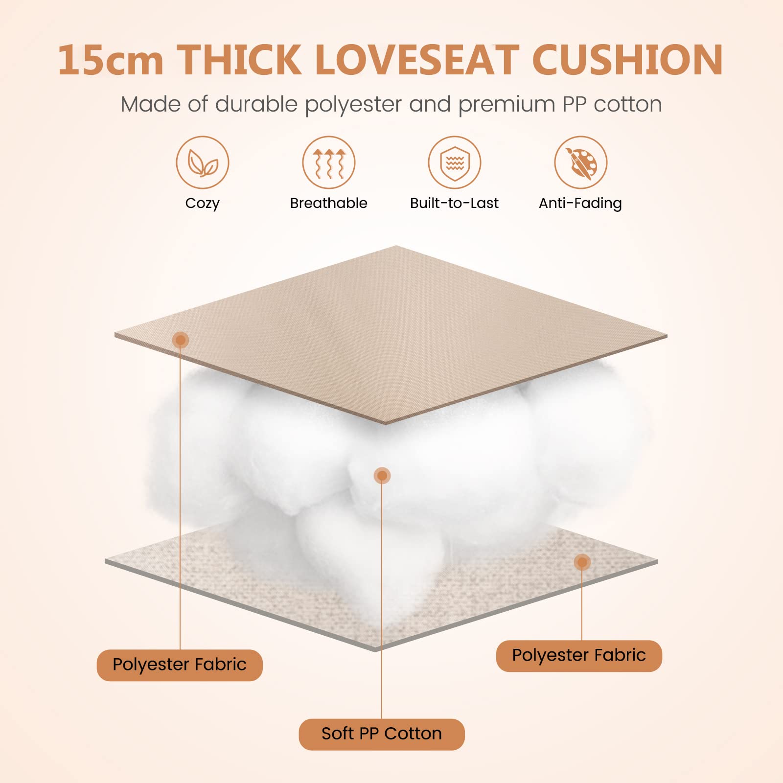 Giantex Indoor Outdoor Bench Cushion, 132 x 49 x 15 cm Patio Chair Cushions